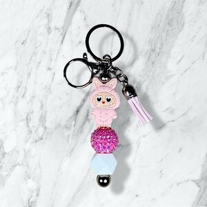 Labubu Light Pink The Monsters Beaded Keychain